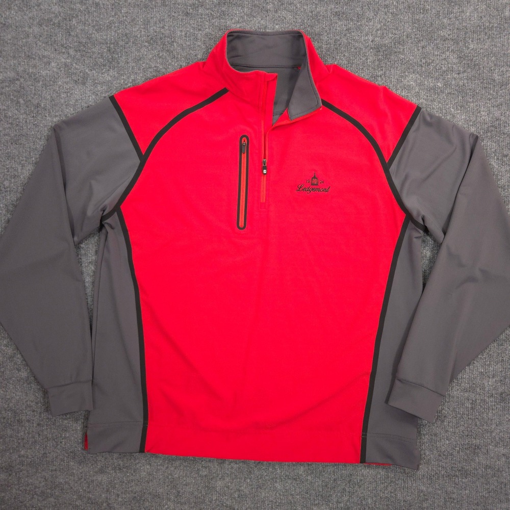 FootJoy WindTech Jacket Mens L Red Water Repellant 1/4 Zip Pullover Ledgemont CC
